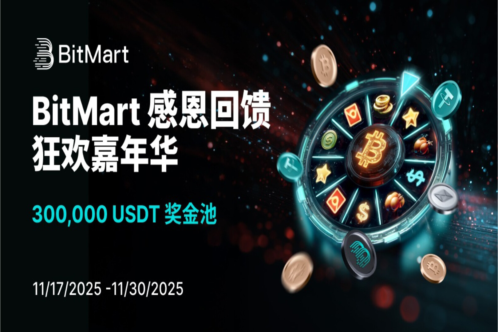 BitMart启动“感恩回馈 · 狂欢嘉年华”：$300,000奖池、CyberTruck重磅回馈全球用户