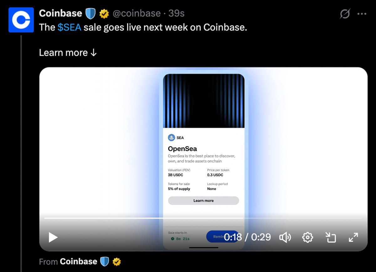 Coinbase đã tiết lộ thông tin chi tiết về ICO trị giá 150 triệu đô la của OpenSea trong một bài đăng hiện đã bị xóa.
