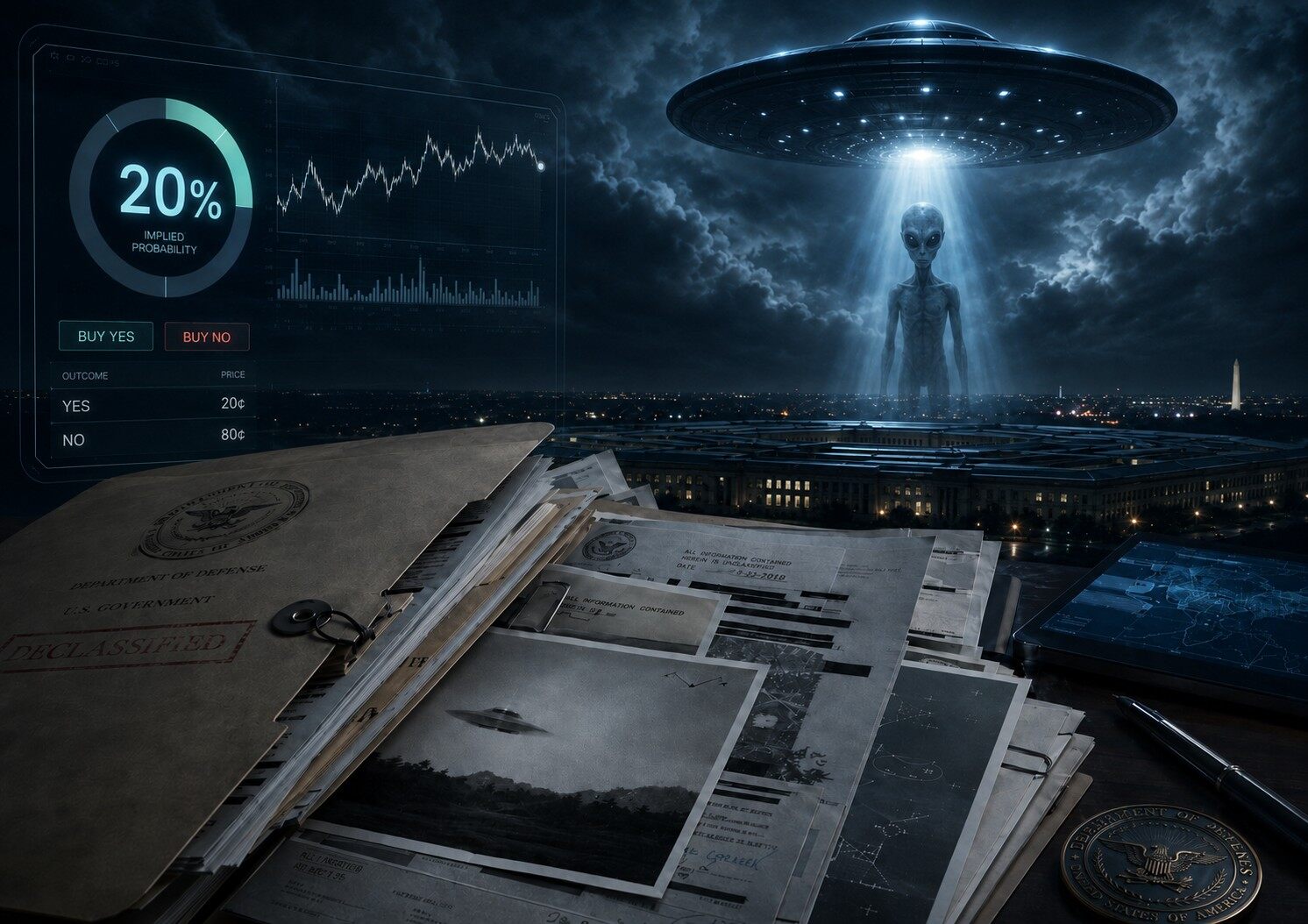 UFO文件公开后，预测市场只给外星人存在概率定价20%？