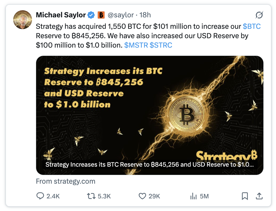 Saylor买了1550枚BTC,却是Strategy近期最糟糕的一笔交易