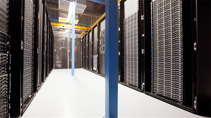 Title: Neatly arranged server racks inside the Wikimedia server room - Description: Neatly arranged server racks inside the Wikimedia server room