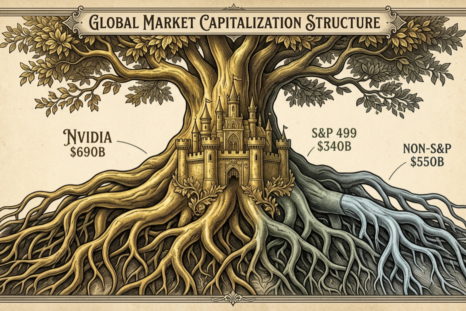 AI Capital Flow Chart: Nvidia Takes $690 Billion, the Other 499 Split $340 Billion